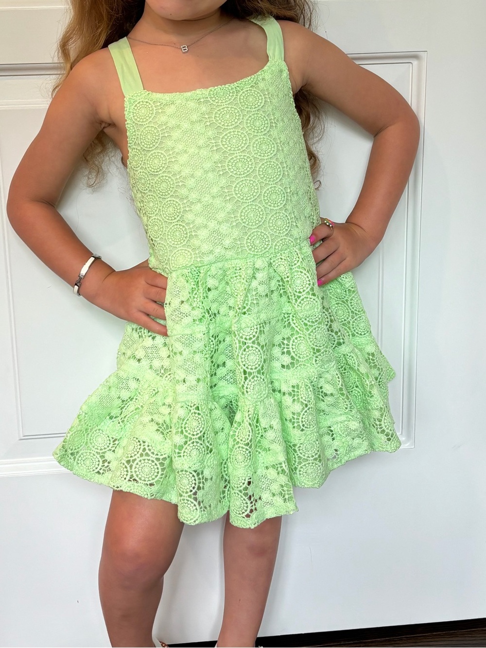 Peek Lime Green Lace Tiered Sundress